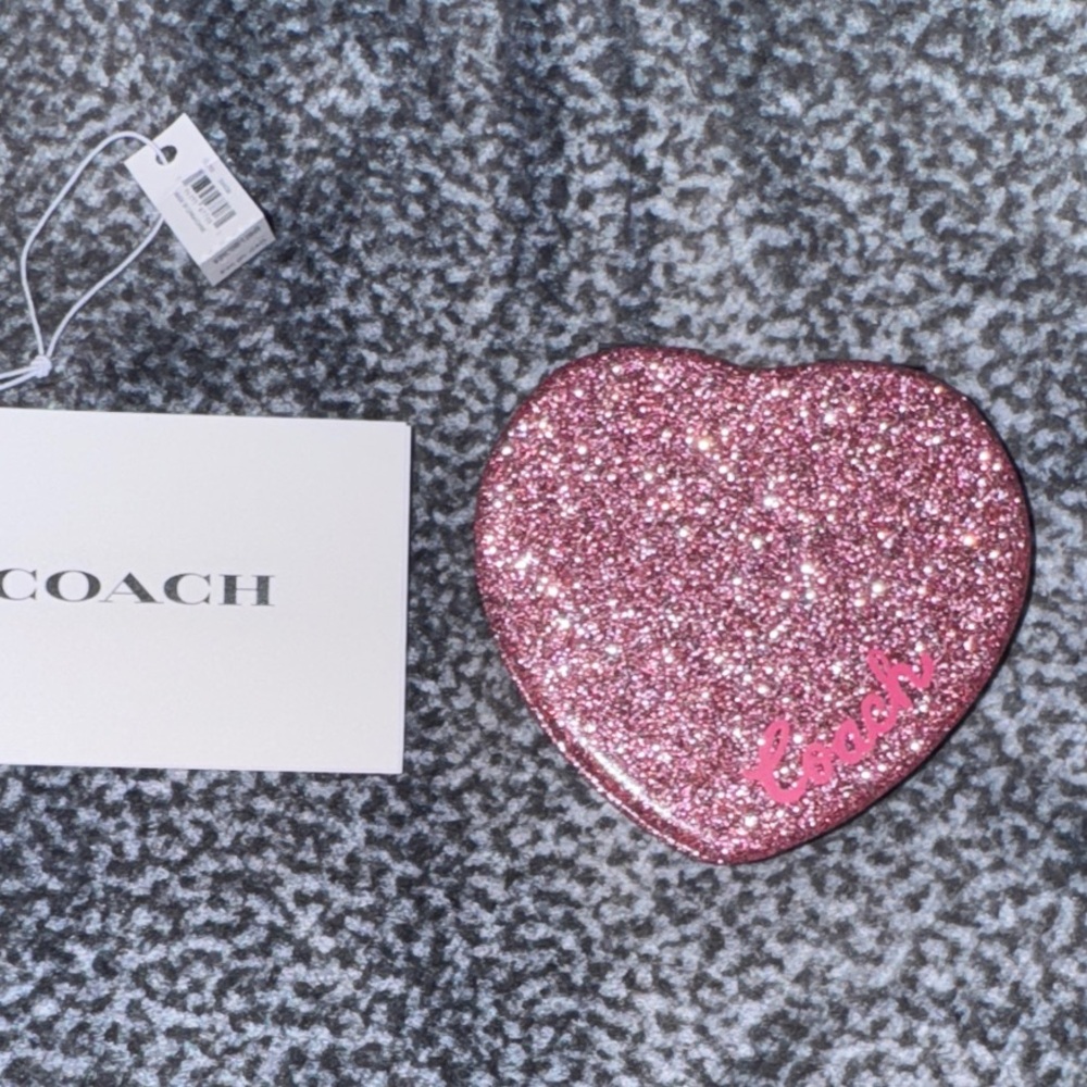 Coach Heart Shaped Pink Compact Mirror